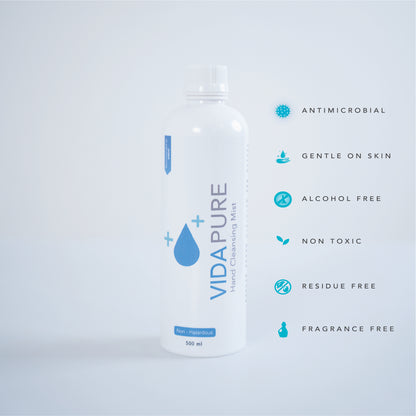 VidaPure | Hand Cleansing Mist | 100 PPM | 500 ml | Hypochlorous Acid | Alcohol Free | Fragrance Free | Non Toxic | Powered by H2autO™ - U.S. Patented Technology