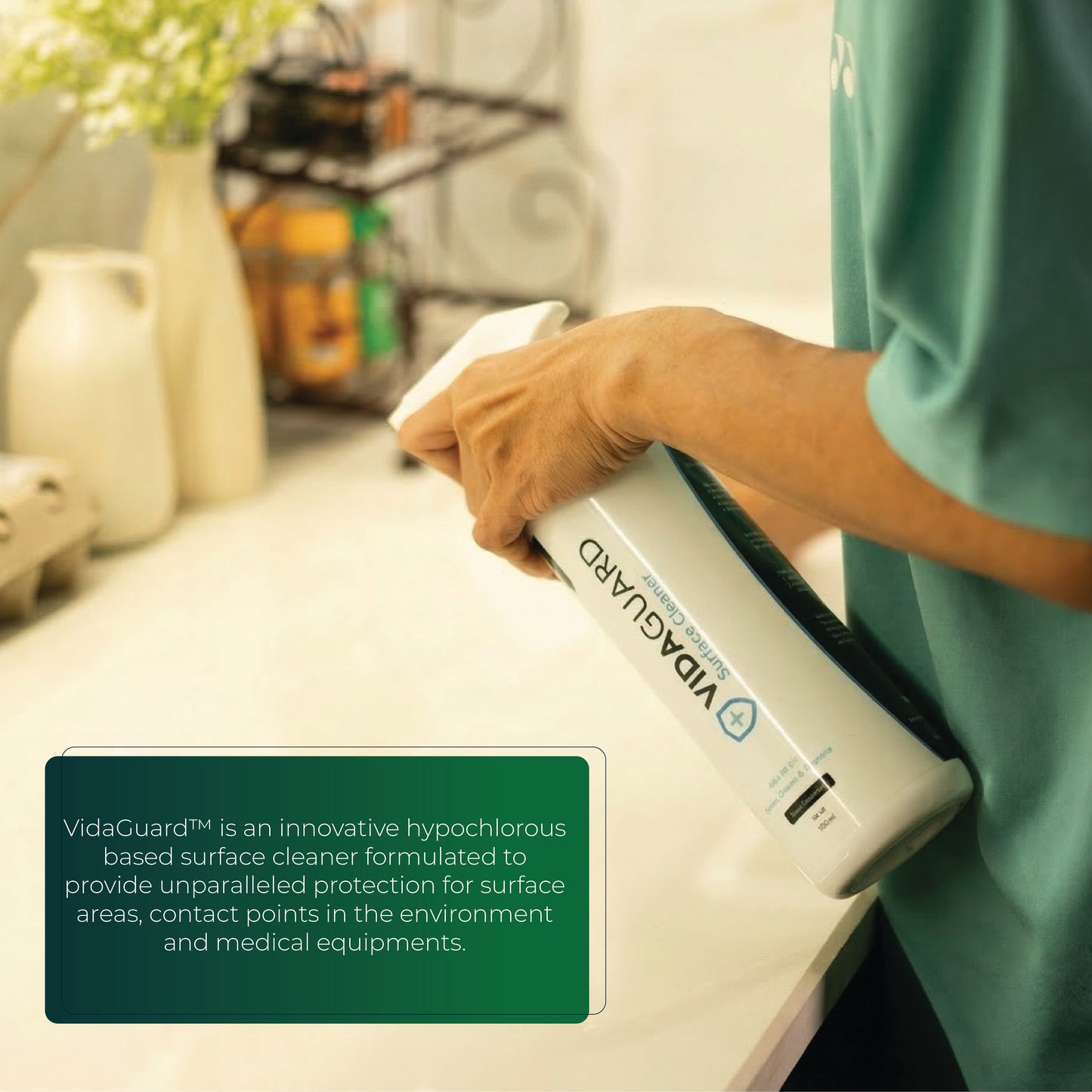 VidaGuard | Surface Cleaner | 1 Litre | Premium Multi-Surface Cleaner | Hypochlorous Acid | Non Toxic | Powered by H2autO™ - U.S. Patented Technology
