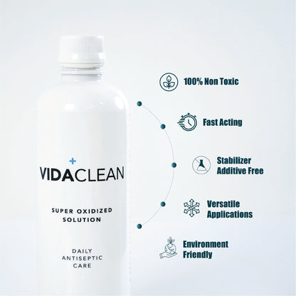 VidaClean | Daily Antiseptic Care | 500 ml | Super Oxidized Solution | Hypochlorous Acid | Alcohol Free | Powered by H2autO™ - U.S. Patented Technology