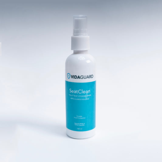 VidaGuard SeatClean | Toilet Seat Hygiene Spray | 300 PPM | 100 ml | Hypochlorous Acid | Non Toxic | Powered by H2autO™ - U.S. Patented Technology