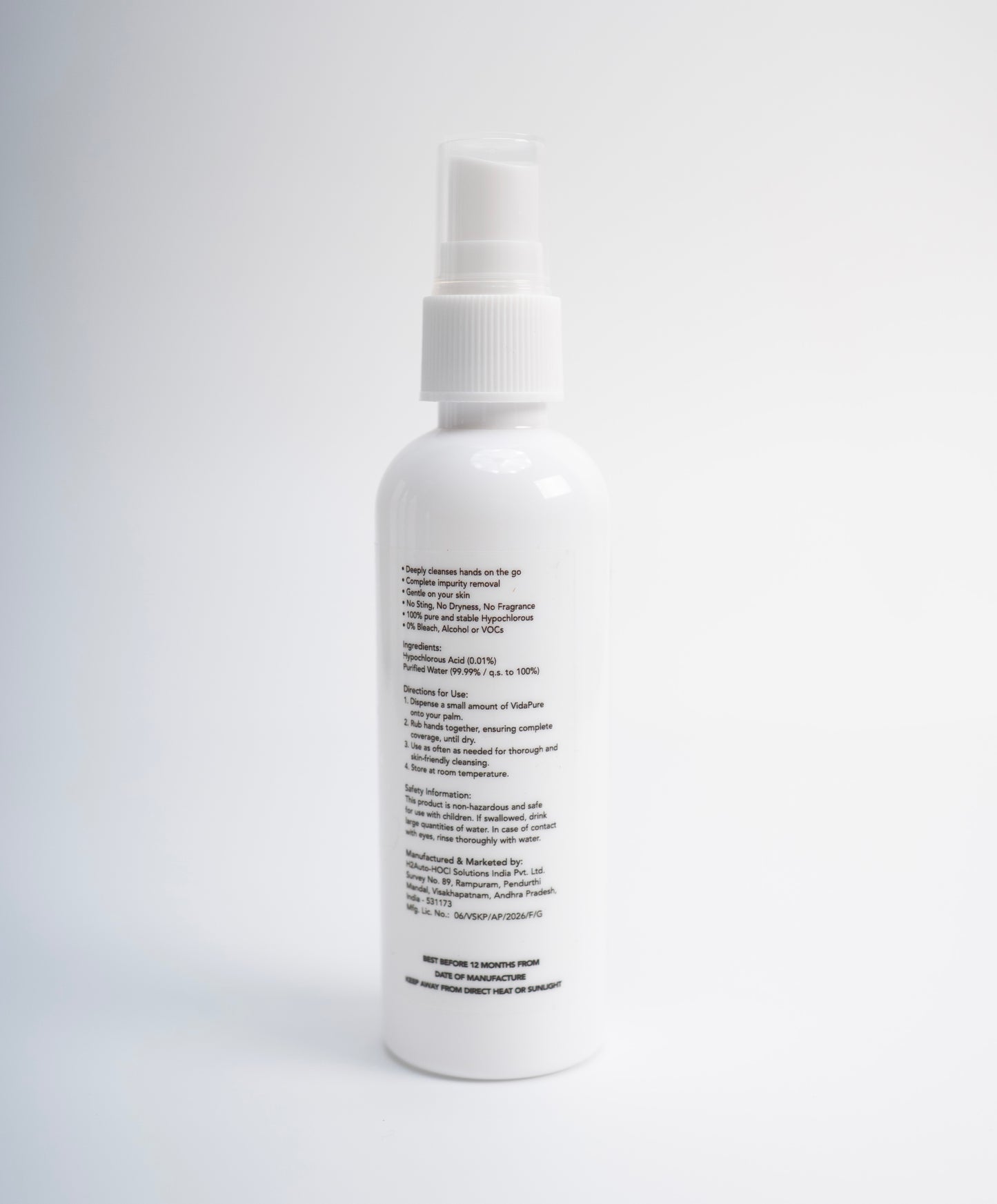 VidaPure Hand Cleansing Mist | 100 ml | Hypochlorous Acid