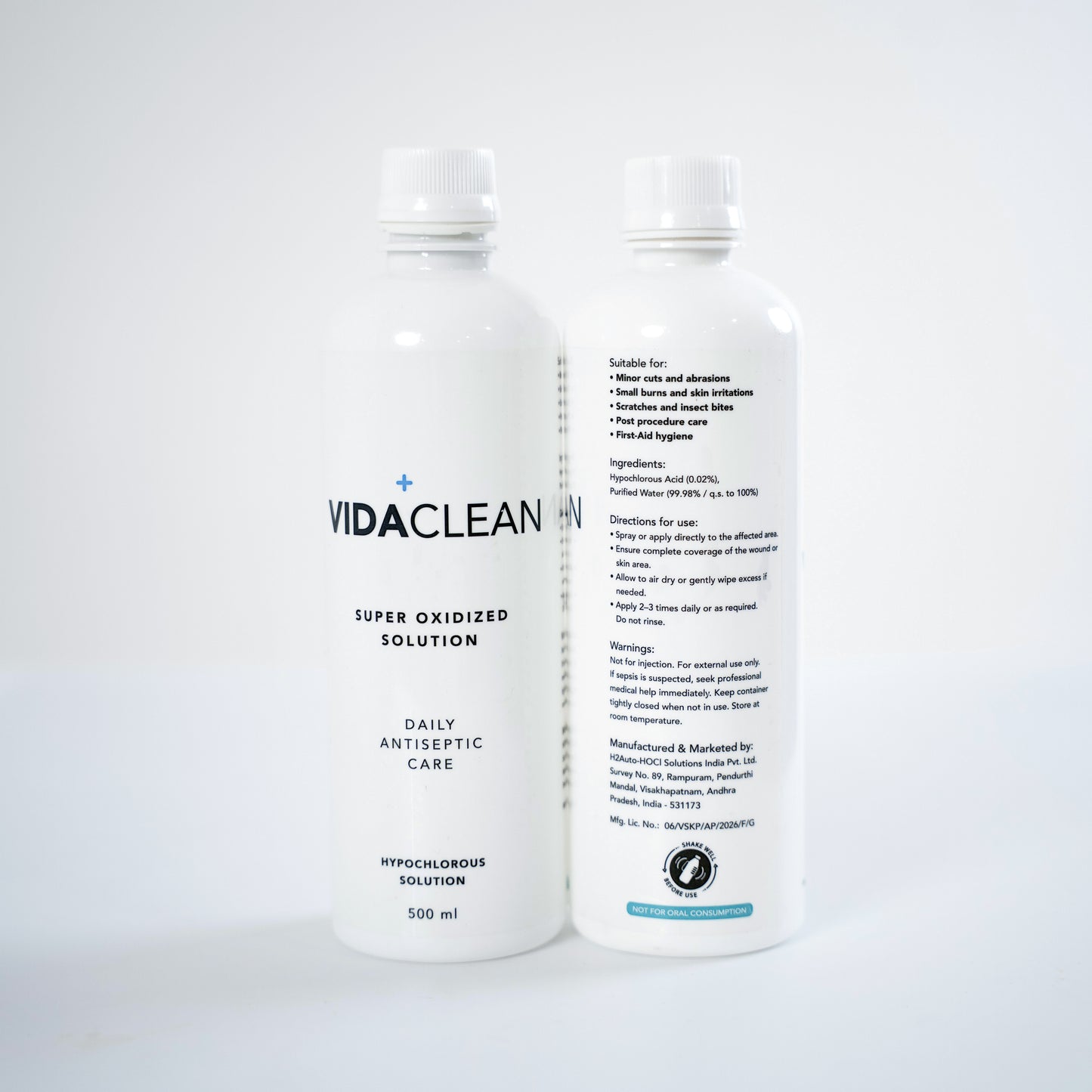 VidaClean | Daily Antiseptic Care | 500 ml | Super Oxidized Solution | Hypochlorous Acid | Alcohol Free | Powered by H2autO™ - U.S. Patented Technology