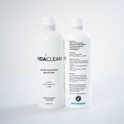 VidaClean | Daily Antiseptic Care | 500 ml | Super Oxidized Solution | Hypochlorous Acid | Alcohol Free | Powered by H2autO™ - U.S. Patented Technology